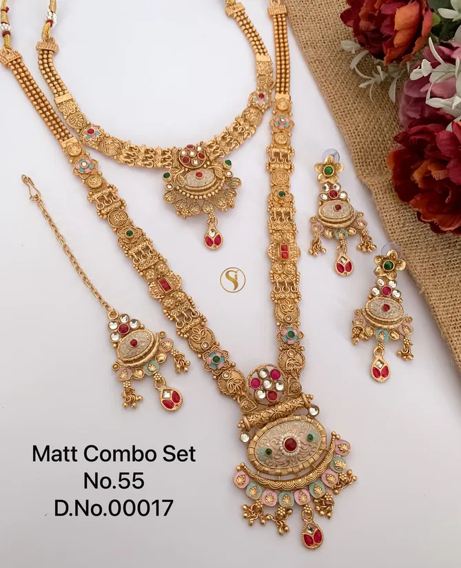 55 MH Matt Bridal Jewellery Combo Set Wholesale Shop In Surat
